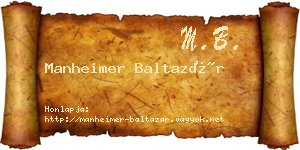 Manheimer Baltazár névjegykártya